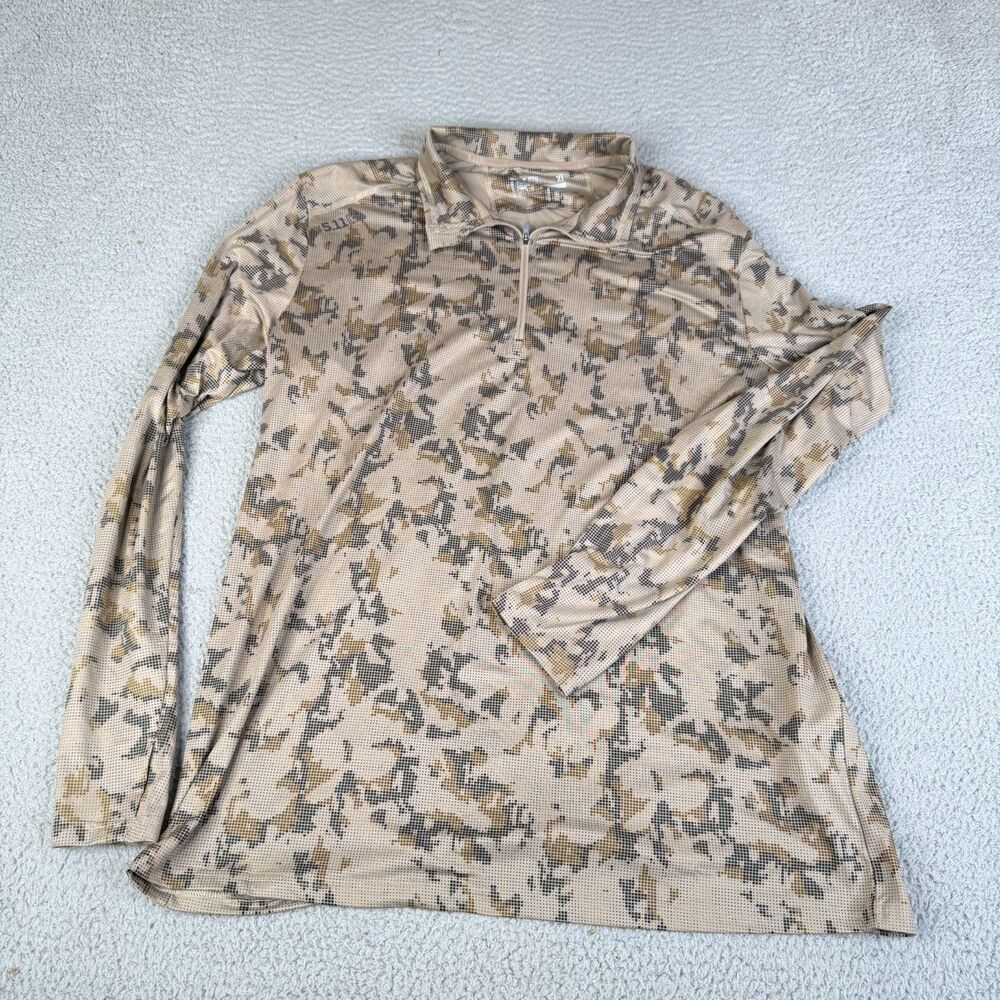 5.11 TACTICAL  Sweatshirt Men XL Brown Digital Camo Zip Training Stretch PT-R1/4